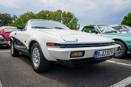 BERLIN - MAY 11, 2019: Sports car Triumph TR7 Roadster, 1981. 32th Berlin-Brandenburg Oldtimer Day.