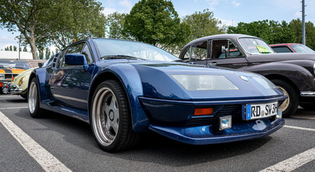 BERLIN - MAY 11, 2019: Sports car Alpine A310 V6, 1983. 32th Berlin-Brandenburg Oldtimer Day.のeditorial素材