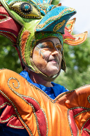 BERLIN - JUNE 09, 2019: The annual Carnival of Cultures (Karneval der Kulturen) celebrated around...