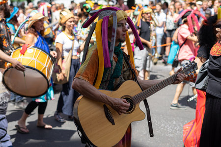BERLIN - JUNE 09, 2019: The annual Carnival of Cultures (Karneval der Kulturen) celebrated around...