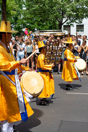 BERLIN - JUNE 09, 2019: The annual Carnival of Cultures (Karneval der Kulturen) celebrated around the Pentecost weekend. Participants carnival on the street.のeditorial素材