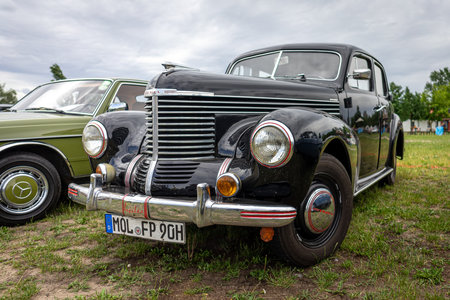 PAAREN IM GLIEN, GERMANY - JUNE 08, 2019: Executive car Opel Kapitan (1948â1950). Die Oldtimer Show 2019.のeditorial素材