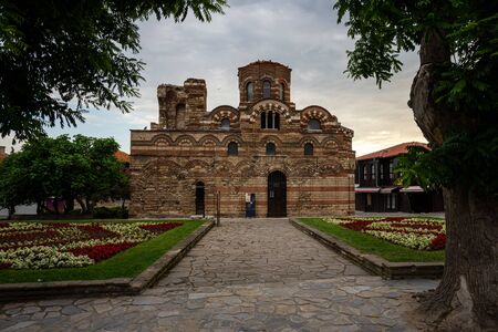 Ruins of Church of Christ Pantocrator in the old town. Early morning.の写真素材