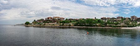 Panoramic view of the south side of the peninsula on which located the ancient historical town of Nessebar. Bulgariaの写真素材