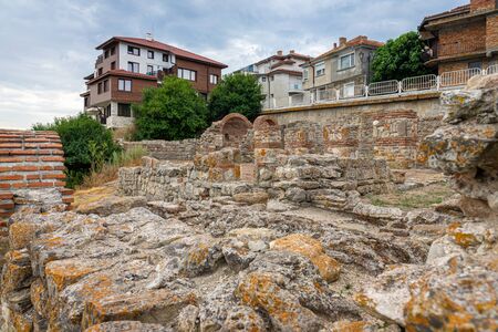 Ruins of Church of the Holy Mother Eleusa. Ancient historical town of Nessebar. Bulgaria.の写真素材
