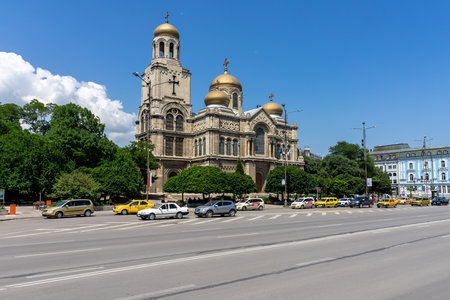 VARNA, BULGARIA - JUNE 26, 2019: The Dormition of the Mother of God Cathedral (Bulgarian Orthodox cathedral).のeditorial素材