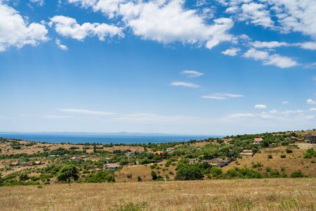 Natural landscape. Cape Emine. The Bulgarian Black Sea Coast In the background, the village of Emona.の写真素材