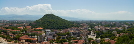 PLOVDIV, BULGARIA - JULY 02, 2019: Panoramic view of the second largest city in Bulgaria.のeditorial素材
