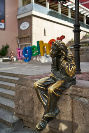 PLOVDIV, BULGARIA - JULY 02, 2019: Sculpture of Miljo - unofficial mascot of the city. Plovdiv is the second largest city in Bulgaria.のeditorial素材
