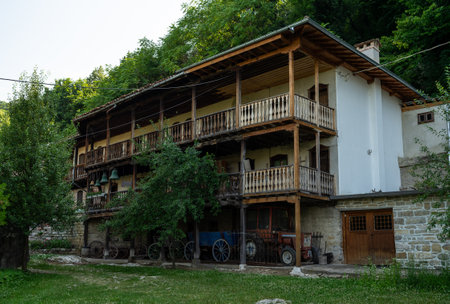 VELIKO TARNOVO, BULGARIA - JULY 07, 2019: Cell of the Monastery of the Holy Transfiguration of God. Bulgarian Orthodox Church.のeditorial素材