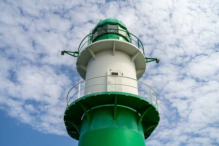 Fragment of a lighthouse close-up on a sky background.の写真素材