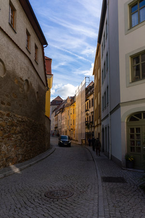 BAUTZEN, GERMANY - OCTOBER 10, 2019: Beautiful streets of the historical part of the old town in a fall day.のeditorial素材