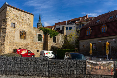 BAUTZEN, GERMANY - OCTOBER 10, 2019: Beautiful streets of the historical part of the old town in a fall day.のeditorial素材