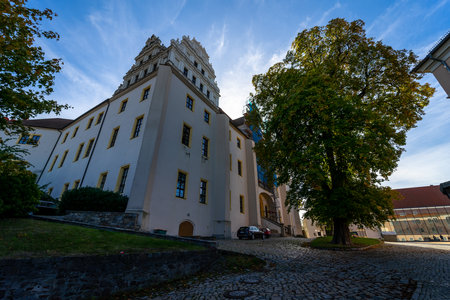 BAUTZEN, GERMANY - OCTOBER 10, 2019: Beautiful streets of the historical part of the old town in a fall day. Building of Higher Administrative Court.のeditorial素材