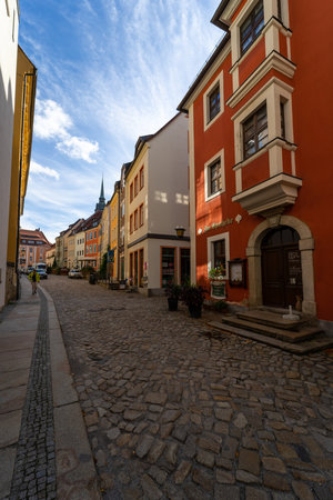 BAUTZEN, GERMANY - OCTOBER 10, 2019: Beautiful streets of the historical part of the old town in a fall day.のeditorial素材