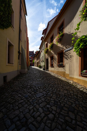 BAUTZEN, GERMANY - OCTOBER 10, 2019: Beautiful streets of the historical part of the old town in a fall day.のeditorial素材