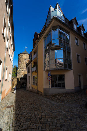 BAUTZEN, GERMANY - OCTOBER 10, 2019: Beautiful streets of the historical part of the old town in a fall day.のeditorial素材