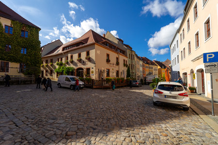 BAUTZEN, GERMANY - OCTOBER 10, 2019: Beautiful streets of the historical part of the old town in a fall day.のeditorial素材