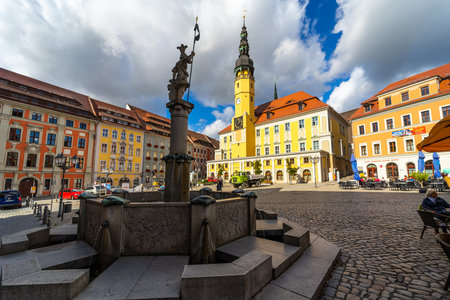 BAUTZEN, GERMANY - OCTOBER 10, 2019: City Hall Square and Town Hall Building.のeditorial素材
