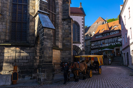 MEISSEN, GERMANY - OCTOBER 12, 2019: Beautiful streets of the old town.のeditorial素材
