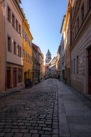 MEISSEN, GERMANY - OCTOBER 12, 2019: Beautiful streets of the old town.のeditorial素材