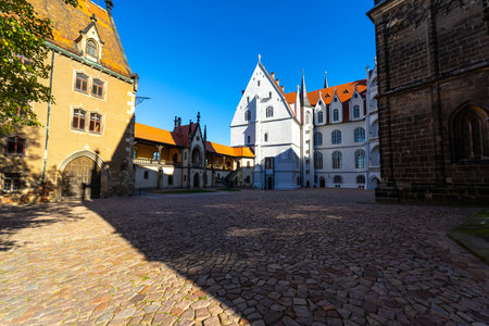 MEISSEN, GERMANY - OCTOBER 12, 2019: The area of the castle Albrechtsburg and Meissen Cathedral.のeditorial素材