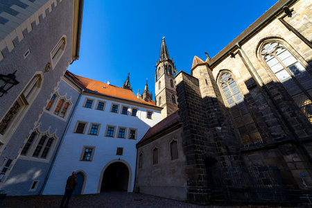 MEISSEN, GERMANY - OCTOBER 12, 2019: The area of the castle Albrechtsburg and Meissen Cathedral.のeditorial素材
