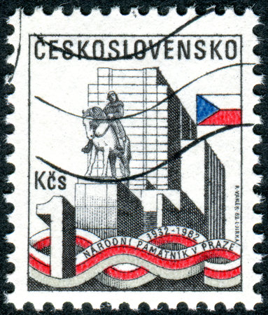 CZECHOSLOVAKIA - CIRCA 1982: A stamp printed in Czechoslovakia, issued to the 50 th of Zizkov Hill National monument, circa 1982のeditorial素材