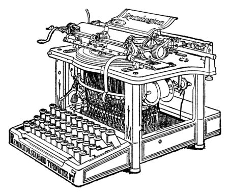 Typewriter Remington. Illustration of the 19th century. White background.の写真素材