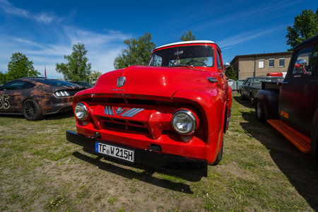 BERLIN - MAY 05, 2018: Full-size pickup truck Ford F-100 (second generation)のeditorial素材