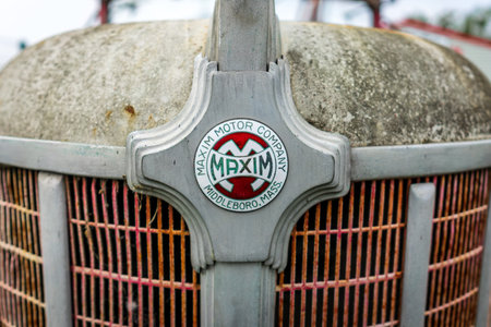 BERLIN - APRIL 27, 2019: Emblem of the special car - Maxim Fire Truck.のeditorial素材
