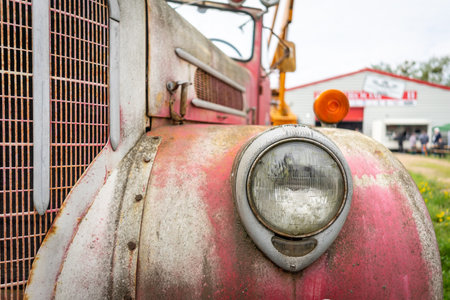 BERLIN - APRIL 27, 2019: Fragment of special car - Maxim Fire Truck.のeditorial素材