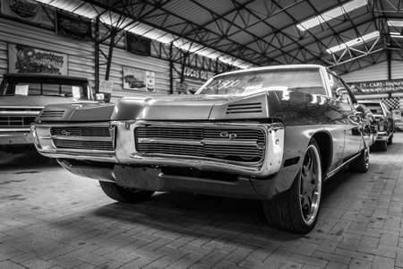 BERLIN - APRIL 27, 2019: Personal luxury car Pontiac Grand Prix, 1967. Black and white.のeditorial素材