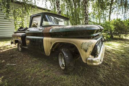 BERLIN - MAY 05, 2018: Full-size pickup truck Chevrolet C/K Shortbed Stepside, 1963. Vintage tonung, stylization.のeditorial素材