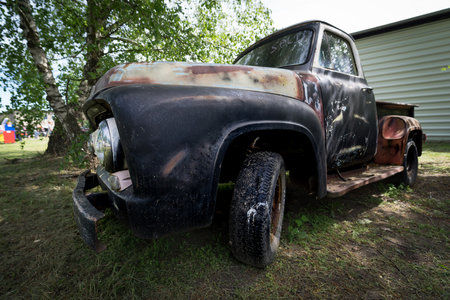 BERLIN - MAY 05, 2018: Full-size Ford F-100 pickup truck (second generation).のeditorial素材