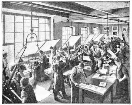 Chalcography by Meisenbach Riffarth & Co. Illustration of the 19th century. White background.の写真素材