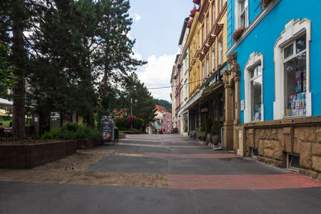 DECIN, CZECH REPUBLIC - JULY 20, 2020: Streets in historical part of Decin town.のeditorial素材