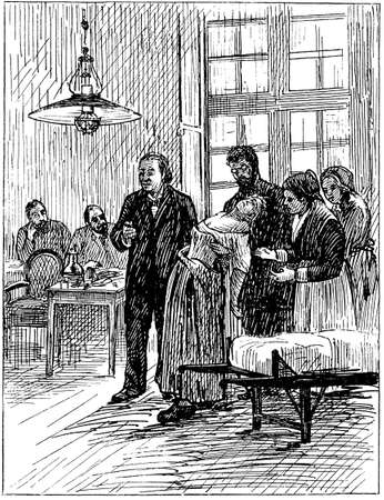 An attack of hysterics. Illustration of the 19th century. Germany. White background.の写真素材