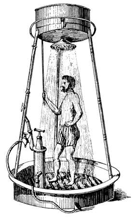 Rain shower. Illustration of the 19th century. Germany. White background.の写真素材