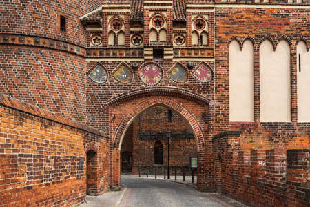 New city gate (Neustaedter Tor). The historic town of Tangermuende. Saxony-Anhalt state. Germany.の写真素材