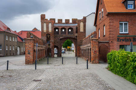 JUETERBOG, GERMANY - MAY 23, 2021: Dammtor city gate. Remains of the fortress wall. Juterbog is a historic town in north-eastern Germany, in the district of Brandenburg.のeditorial素材