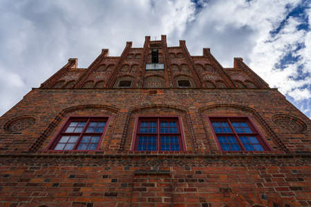 Beautiful facade of medieval city hall. Juterbog is a historic town in north-eastern Germany, in the district of Brandenburg.の写真素材