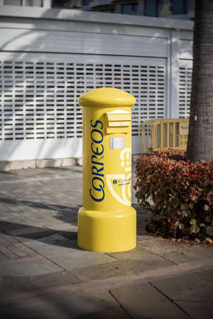 PUERTO DE LA CRUZ, SPAIN - JULY 02, 2021: Postbox on the street. Tenerife, Canary Islands.