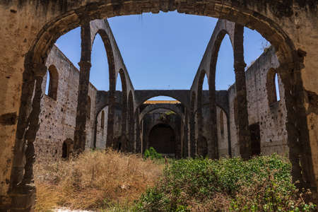 Burned remains of the church of San Agustin, attached to the historic building of Instituto Canarias...