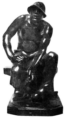 "Le puddleur", by a a Belgian sculptor of Constantin Meunier. Illustration of the 19th century. White background.のeditorial素材