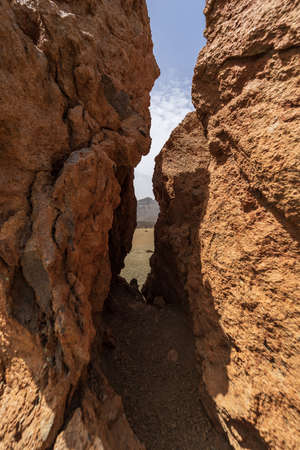 Desert landscape from Las Canadas caldera of Teide volcano. Mirador (viewpoint) Minas de San Jose Sur. Tenerife. Canary Islands. Spain.の写真素材