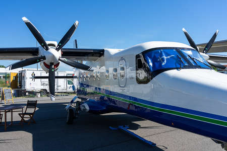 BERLIN, GERMANY - JUNE 23, 2022: Twin-turboprop STOL utility aircraft Dornier 228-212 NG since 2020...
