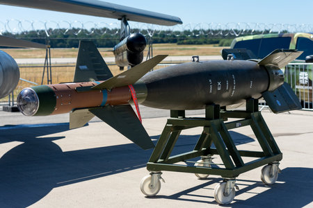 BERLIN, GERMANY - JUNE 23, 2022: Laser-guided bombs GBU-24 Paveway III. Exhibition ILA Berlin Air Show 2022のeditorial素材