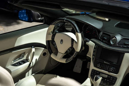 BERLIN - JUNE 18, 2022: Interior of a sports car Maserati GranCabrio Sport. Classic Days Berlin.