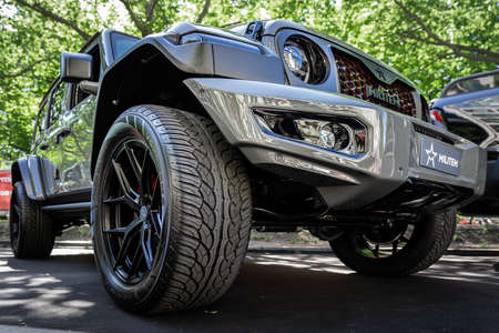 BERLIN - JUNE 18, 2022: Extreme Utility Vehicles (EUV) Militem Ferox 500 on based by Jeep Wrangler Rubicon. Classic Days Berlin.のeditorial素材